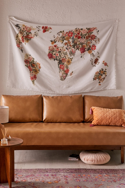 Botanical Floral Map Tapestry | Urban Outfitters