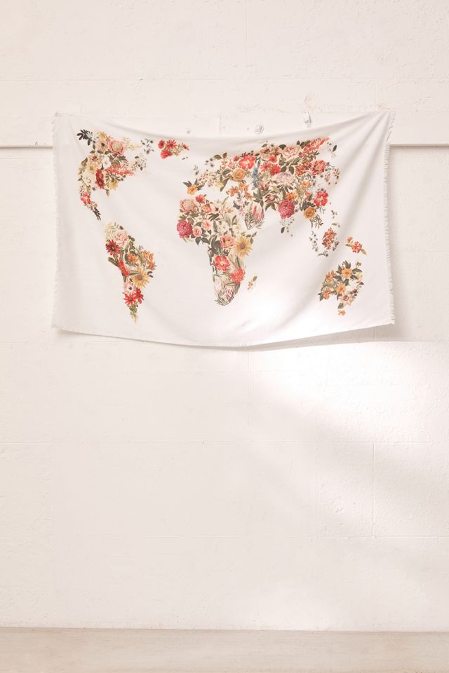 Botanical Floral Map Tapestry | Urban Outfitters
