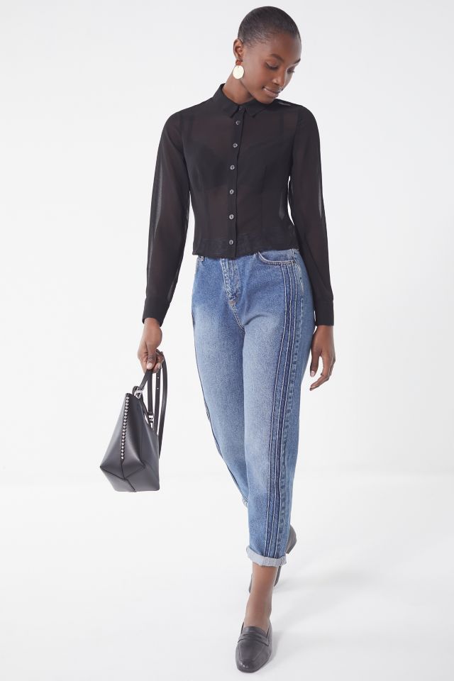 UO Leo Cropped Button-Down Shirt #1