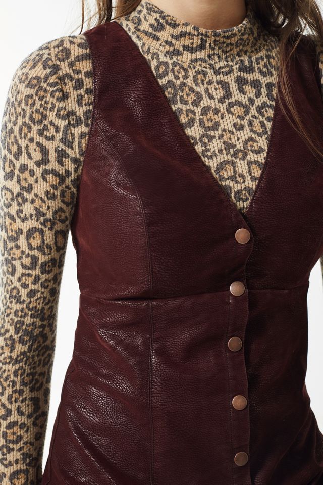 UO Sunshine Faux Leather Button-Front Dress #1