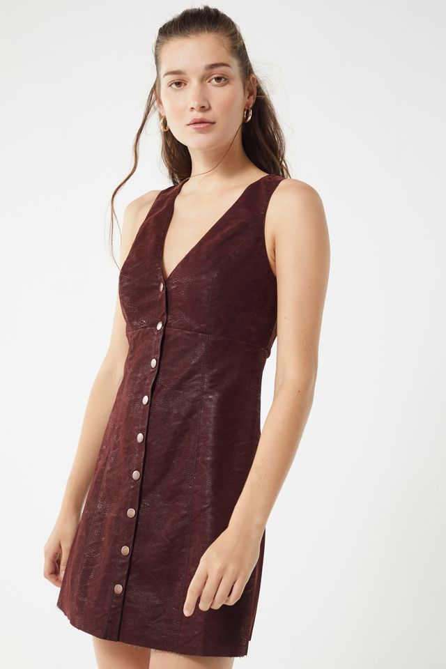 UO Sunshine Faux Leather Button-Front Dress #3