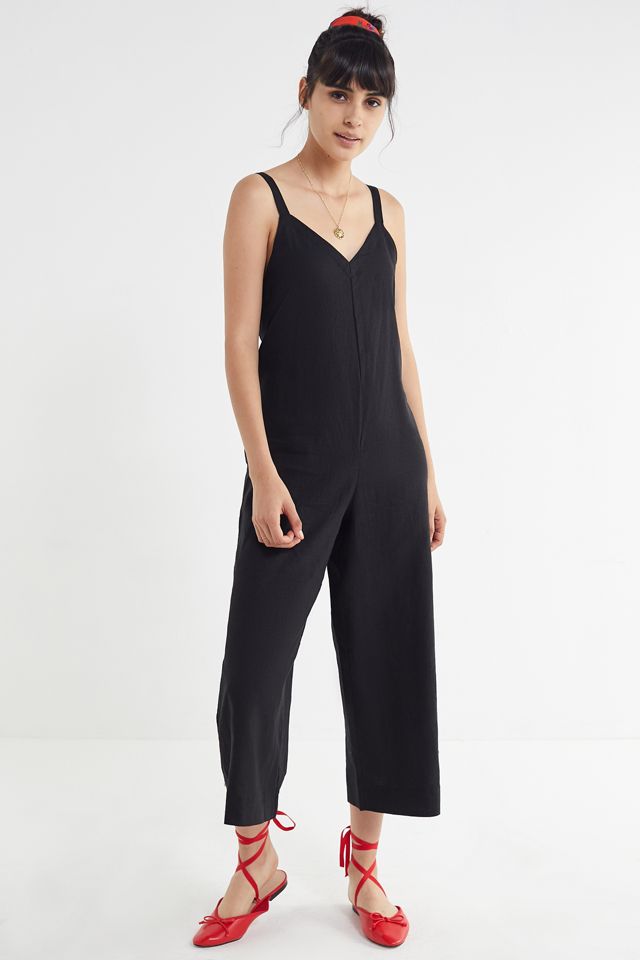 UO Marta Linen Side-Button Jumpsuit | Urban Outfitters