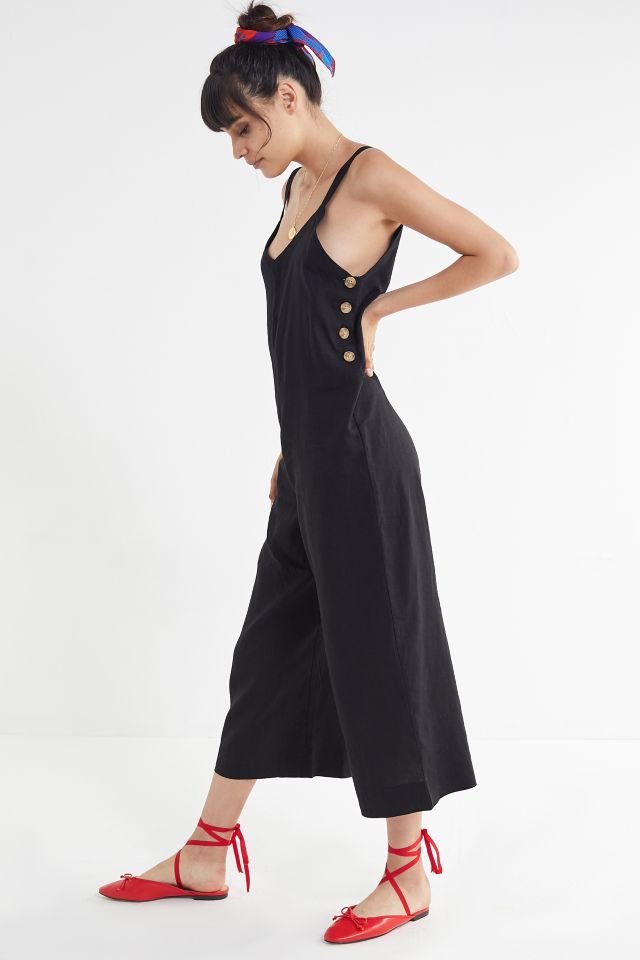 UO Marta Linen Side-Button Jumpsuit #1