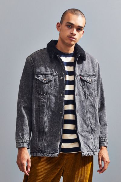 Levi s Long Sherpa Denim Trucker Jacket Urban Outfitters