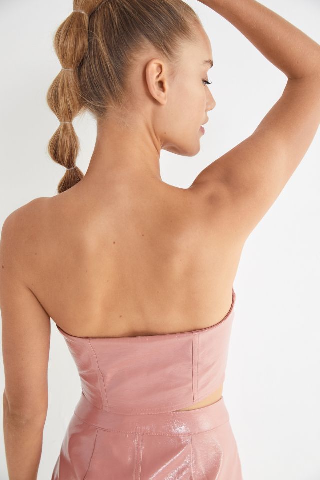 UO Selena Zip-Front Patent Bustier Top #2