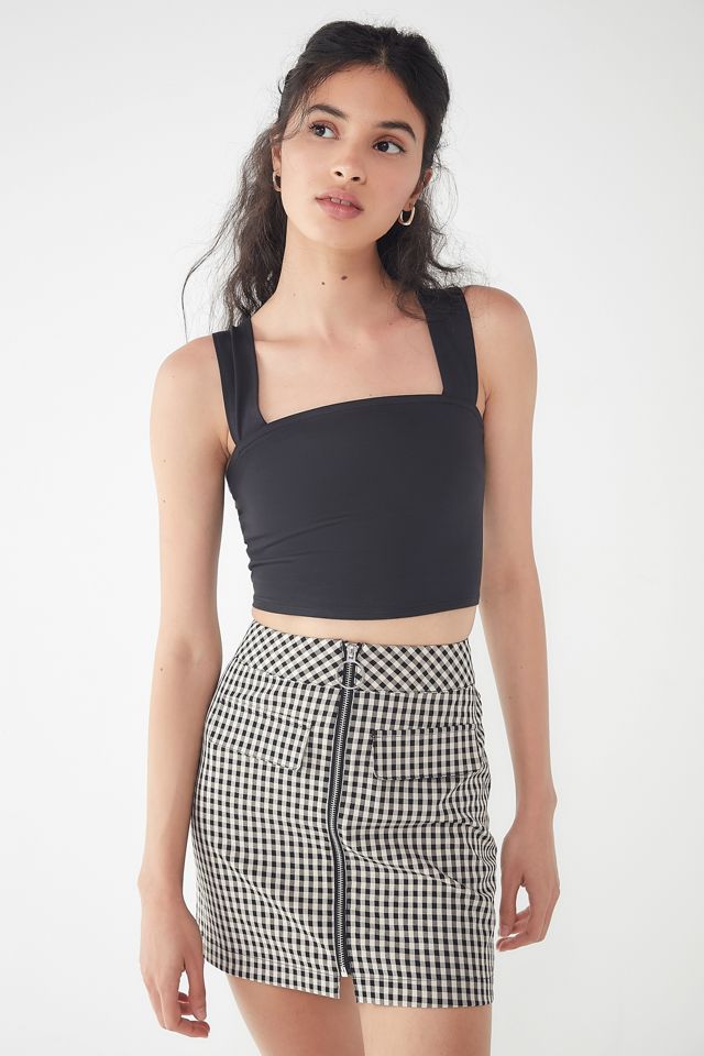 UO Marsha Gingham Zip-Front Mini Skirt | Urban Outfitters