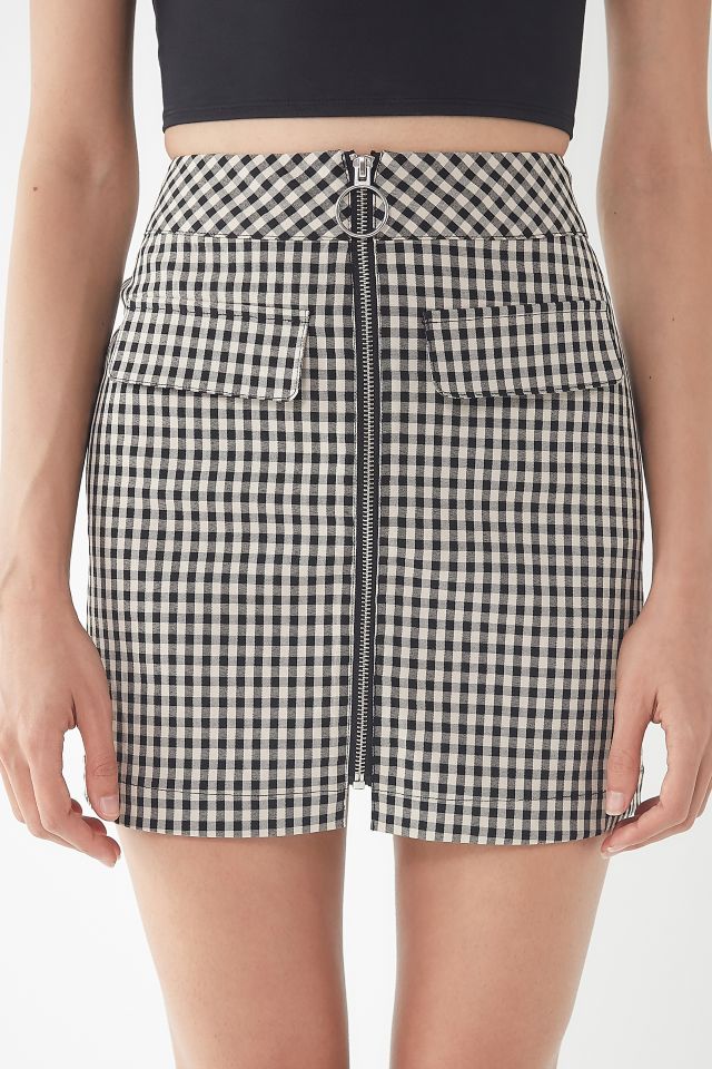 UO Marsha Gingham Zip-Front Mini Skirt #1