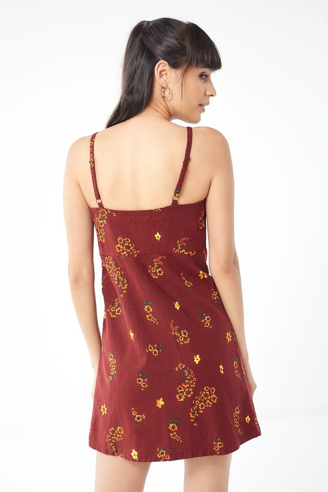 UO Ester Linen Tie-Front Mini Dress #1