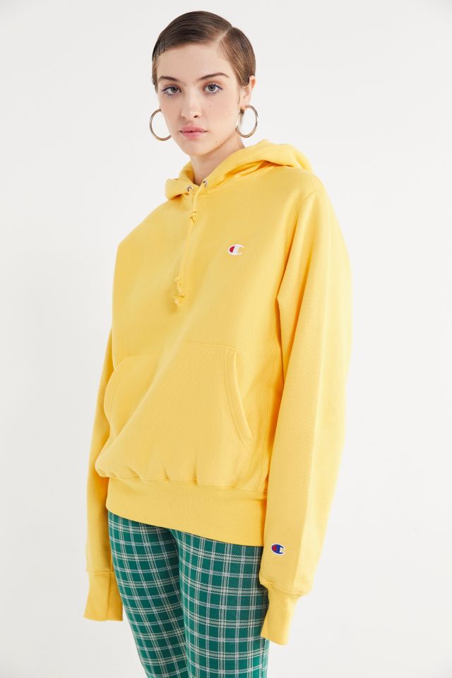 Yellow champion hoodie deals urban outfitters