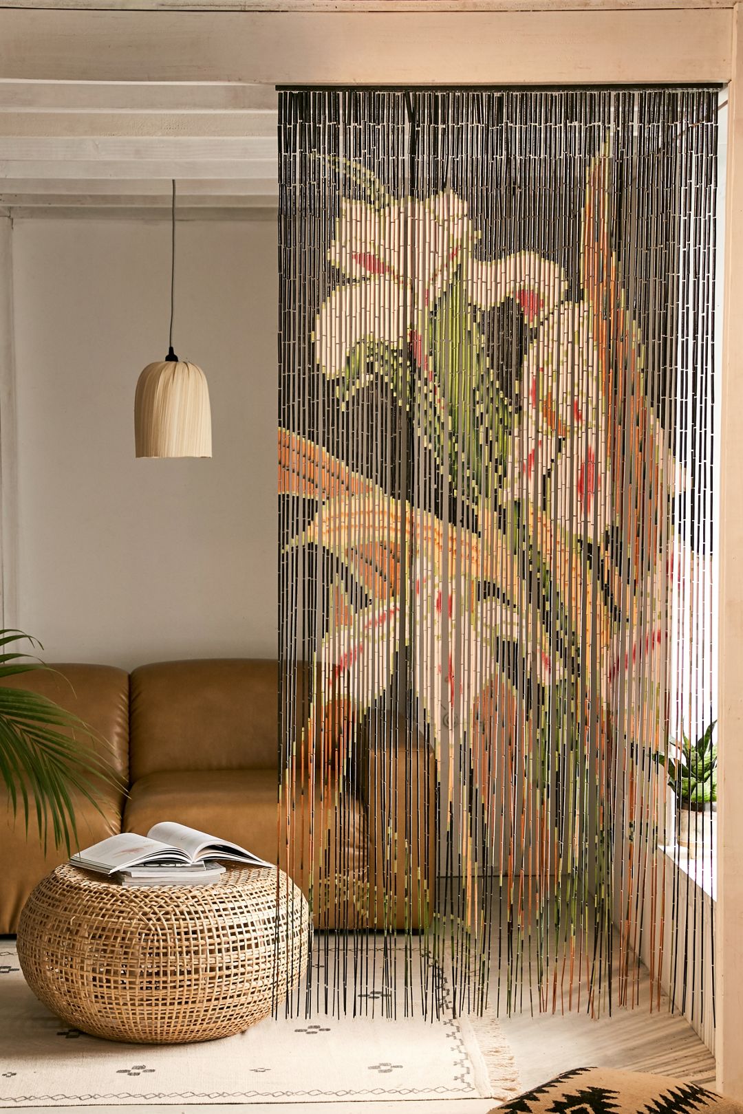 Iris Bamboo Beaded Curtain - Black Multi, Regular, ONE SIZE