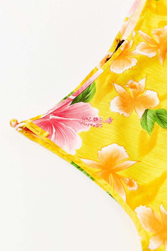 Vintage Yellow Hawaiian Floral Dress #1