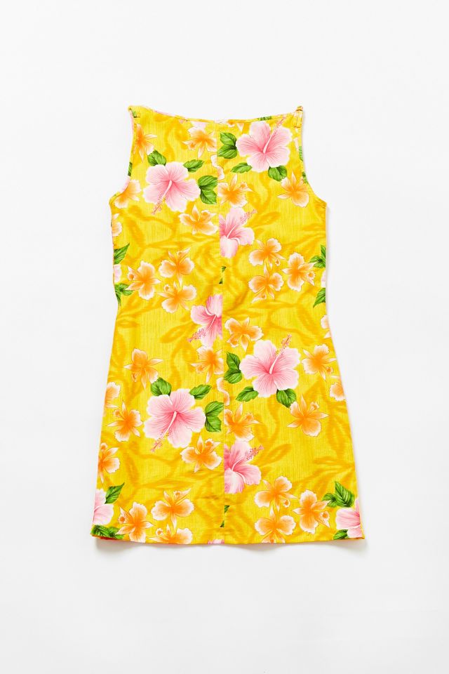 Vintage Yellow Hawaiian Floral Dress #2