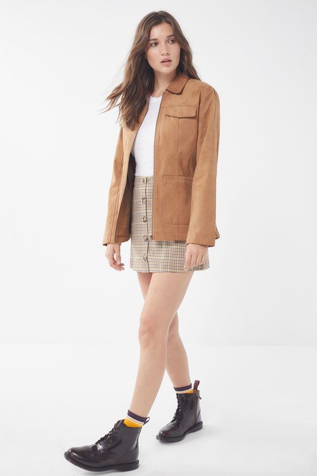 UO Faux Suede Belted Safari Jacket #1