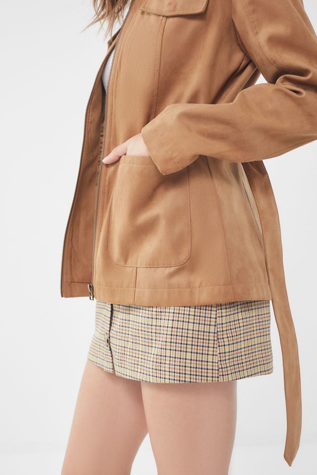 UO Faux Suede Belted Safari Jacket #3