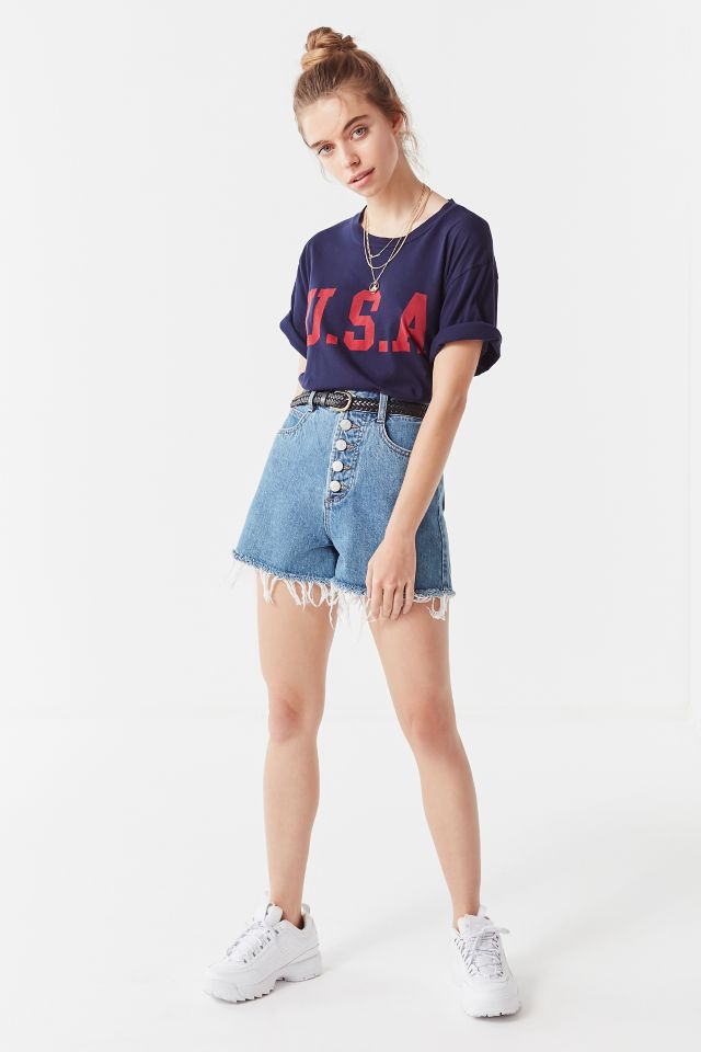 Truly Madly Deeply Elastic-Hem Cropped Tee, Urban Outfitters