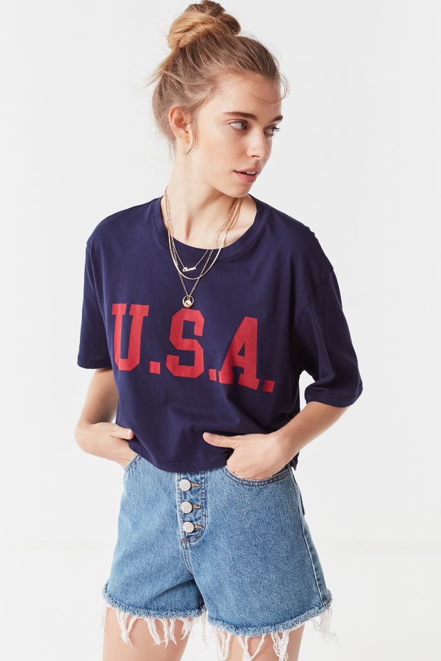 Truly Madly Deeply Elastic-Hem Cropped Tee, Urban Outfitters