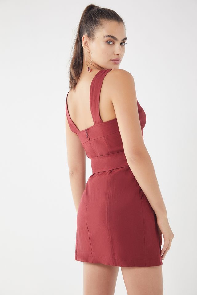 UO Angelique Belted Stretch Linen Dress #1