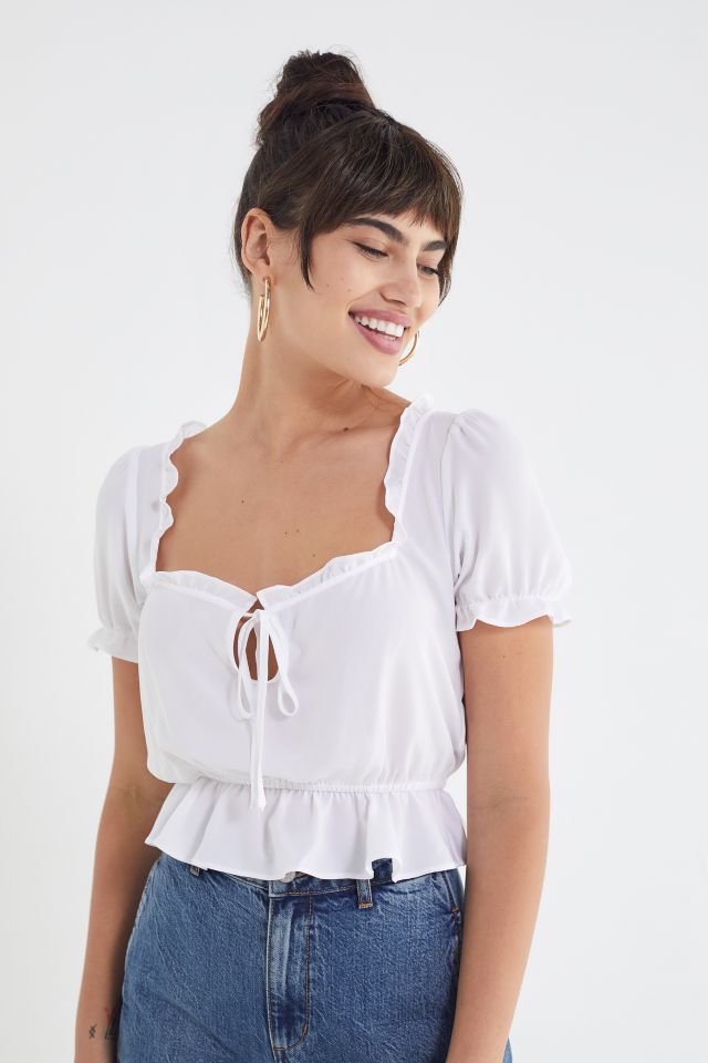 Blouse UO Riley à Volants Attachée Devant #2