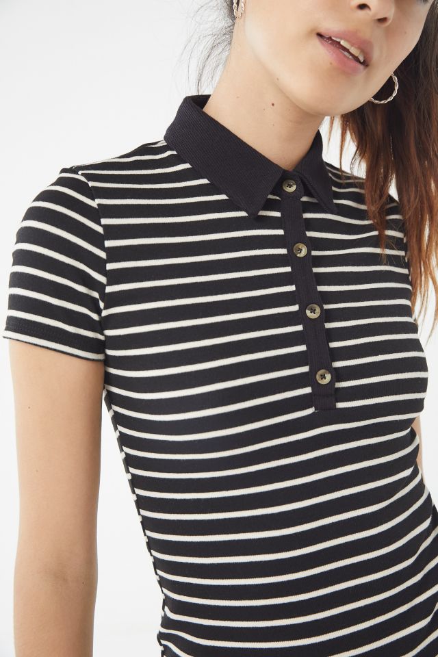 UO Striped Button-Down Polo Mini Dress #3