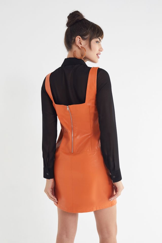 UO Faux Leather Square-Neck Pinafore Dress #1