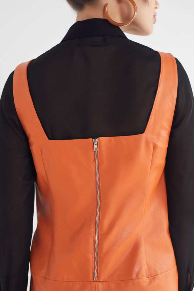 UO Faux Leather Square-Neck Pinafore Dress #2