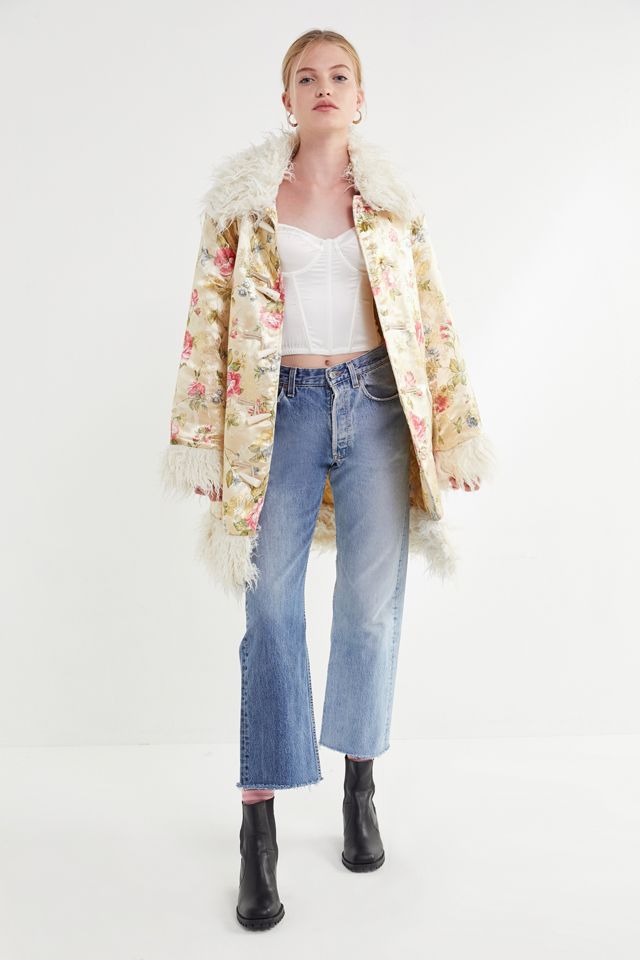 UO Suzani Oversized Faux Fur Trim Coat #2