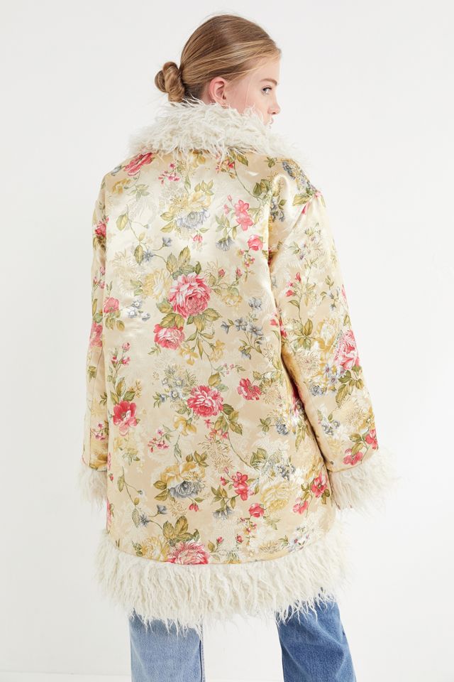 UO Suzani Oversized Faux Fur Trim Coat #3