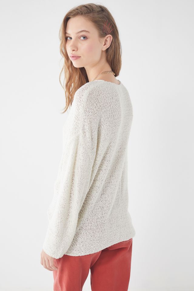 UO Coconut Reversible V-Neck Tunic Sweater #1