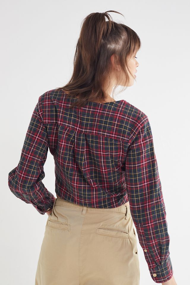 Urban Renewal Remade Plunging Flannel Cropped Top #2