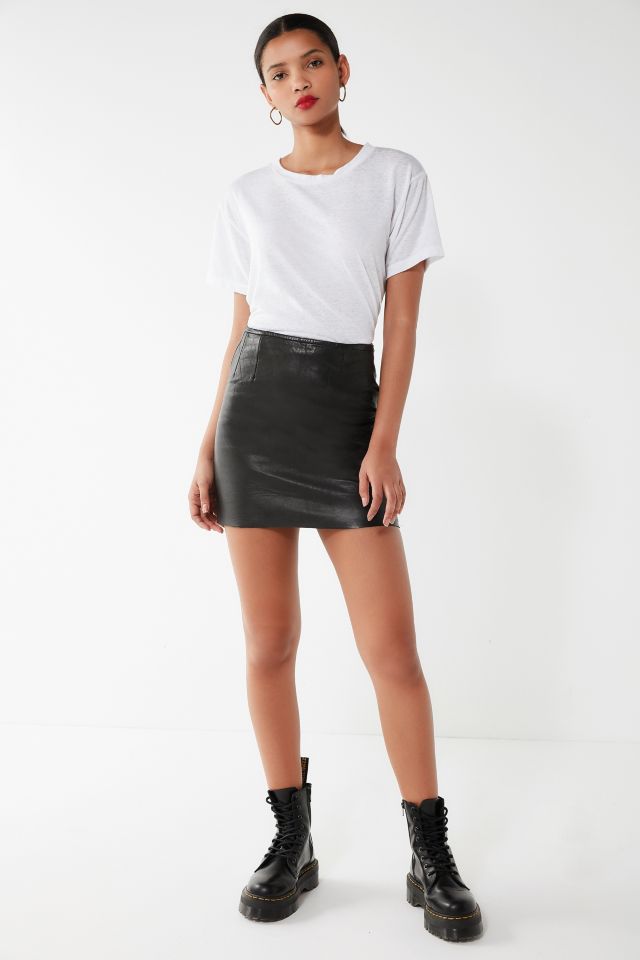 Vintage High-Rise Leather Mini Skirt #1