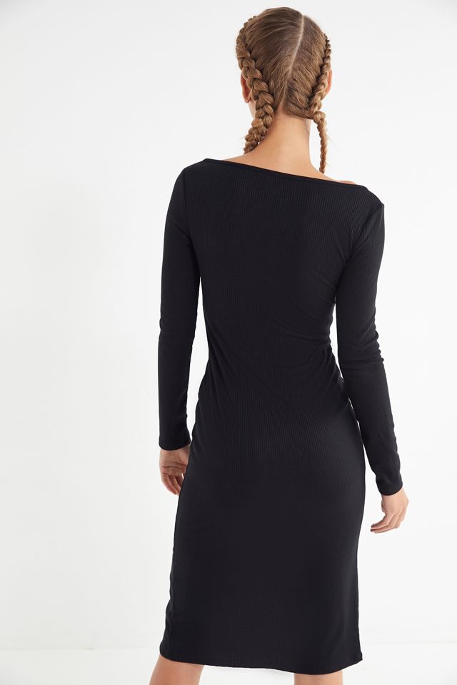 UO Hallie Ribbed Knit Cardigan Midi Dress | Urban Outfitters