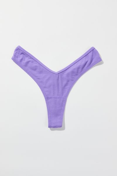 Out From Under Ribbed V Thong In Purple