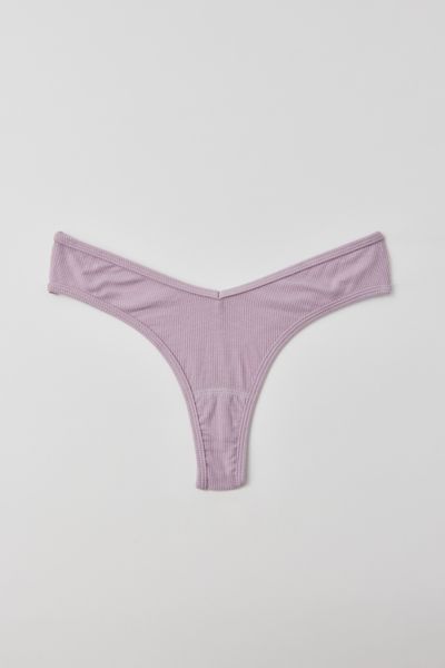 Out From Under Ribbed V Thong In Lilac