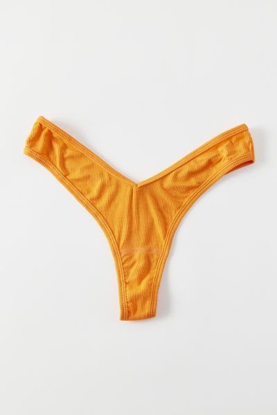 Out From Under Ribbed V Thong In Orange