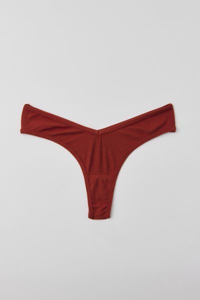 Out From Under Ribbed V Thong In Red Earth