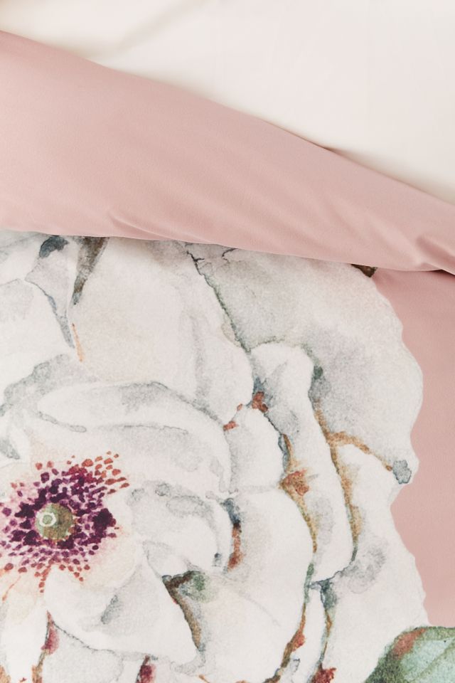 Watercoloured Floral Pink Duvet Cover and Pillowcase Set