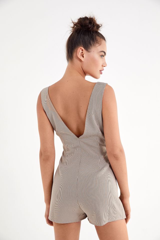 UO Plaid Wrap-Front Skort Romper #1