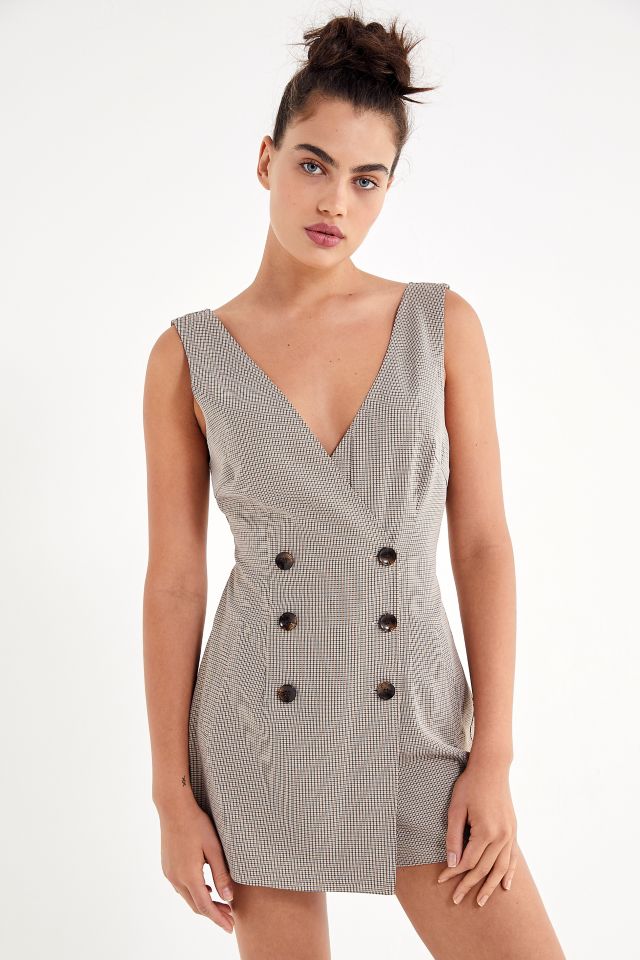 UO Plaid Wrap-Front Skort Romper #3