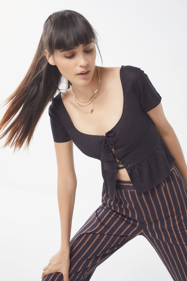 UO Brea Tie-Front Peplum Top #3