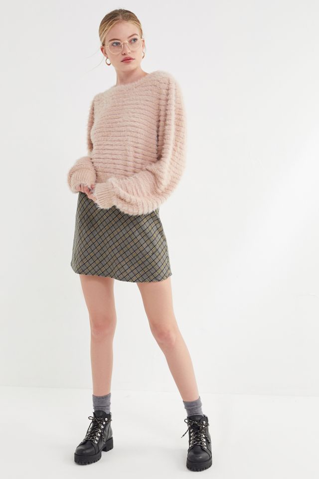 UO Anika Striped Faux Fur Top #1