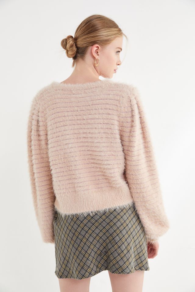 UO Anika Striped Faux Fur Top #2
