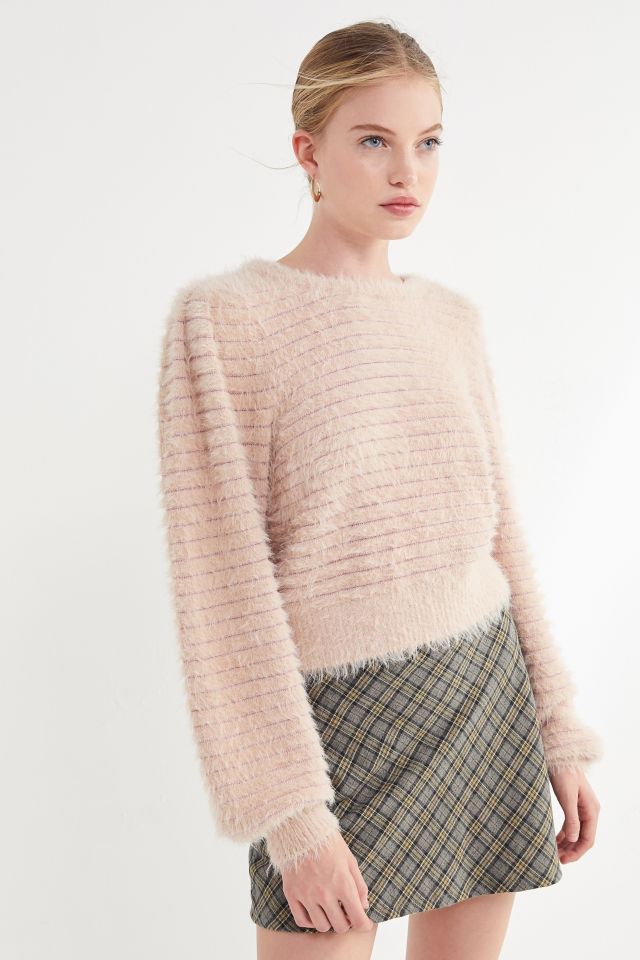 UO Anika Striped Faux Fur Top #3