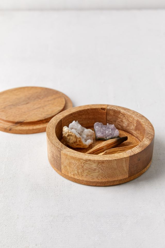 Crescent Carved Wood Stash Box #1