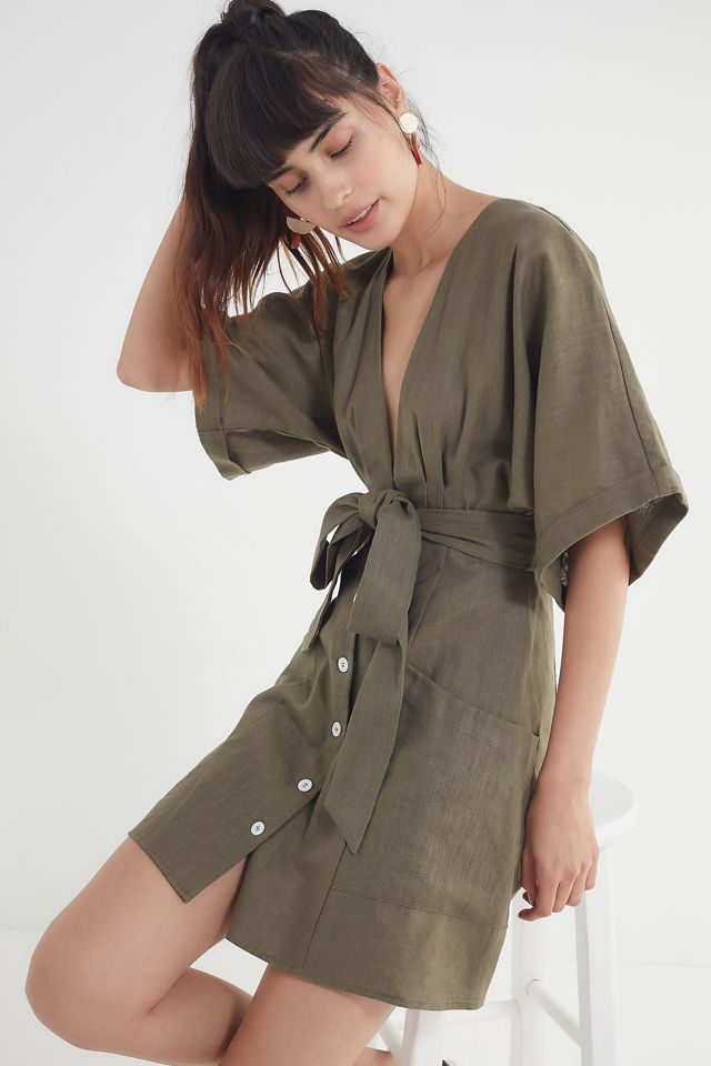 Blaque Label Linen Belted Kimono Dress #1