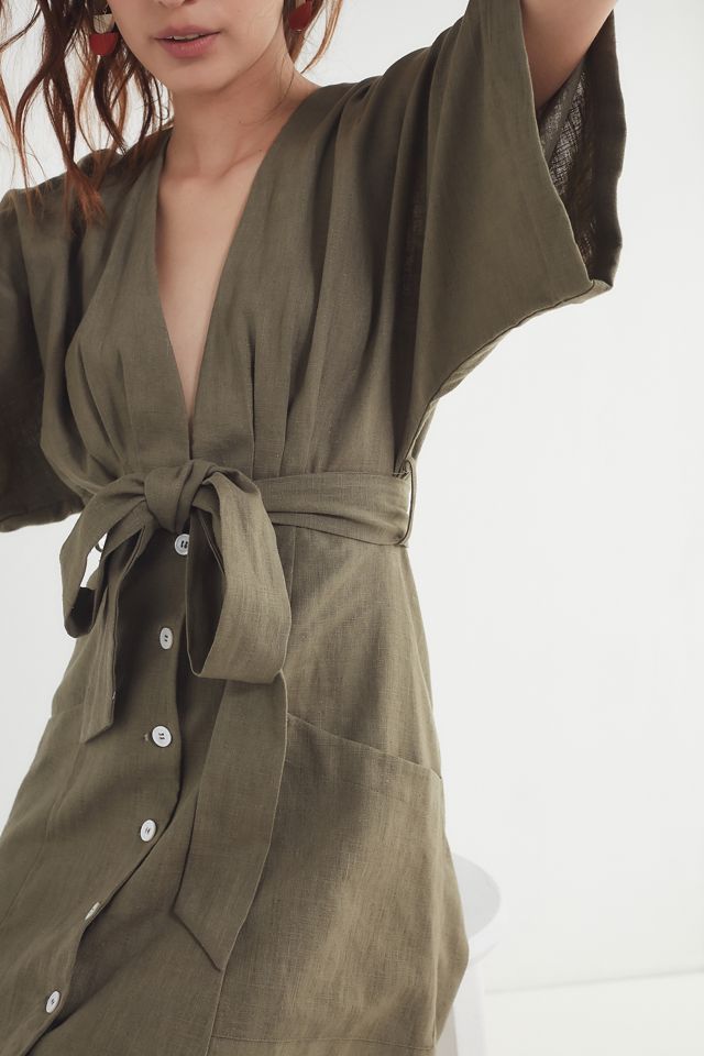Blaque Label Linen Belted Kimono Dress #3