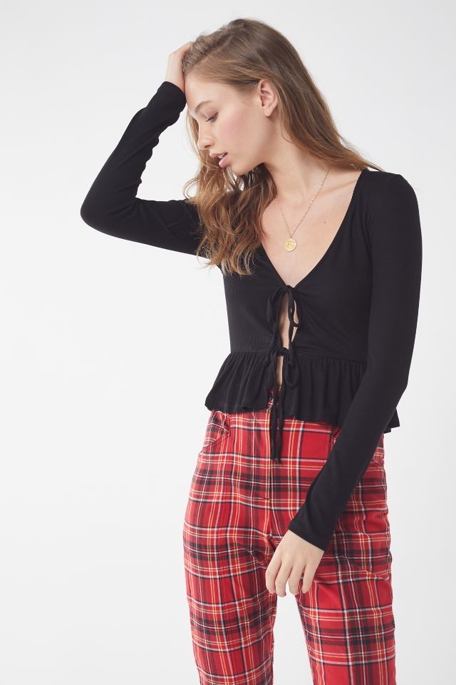 UO Tie-Front Peplum Top #1