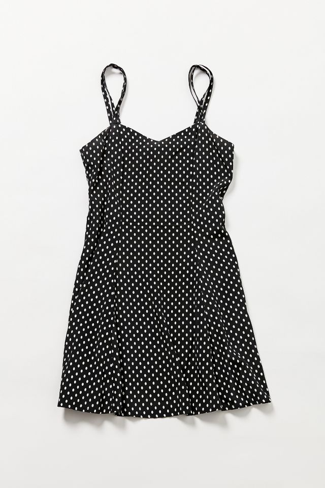 Vintage Black Polka Dot Mini Dress | Urban Outfitters
