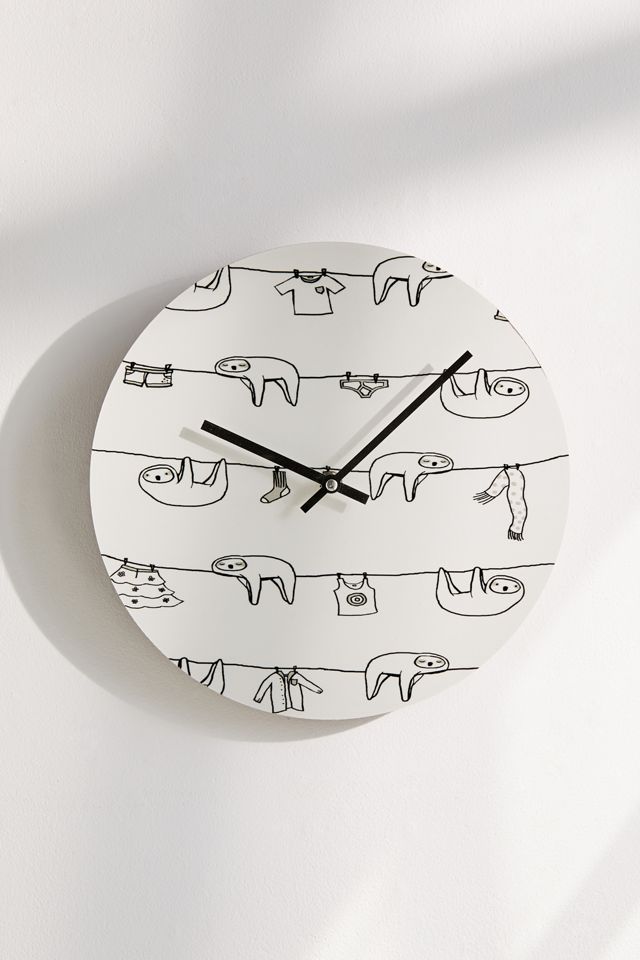 Sloths Of Love For Deny Sloth Laundry Time 12” Wall Clock Urban
