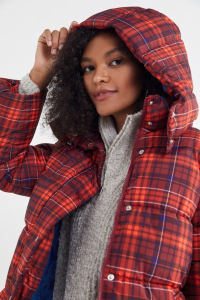 plaid puffer jacket