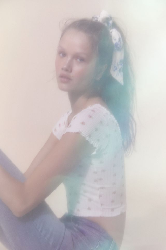 Laura Ashley & UO Ribbed Knit Cropped Top #2